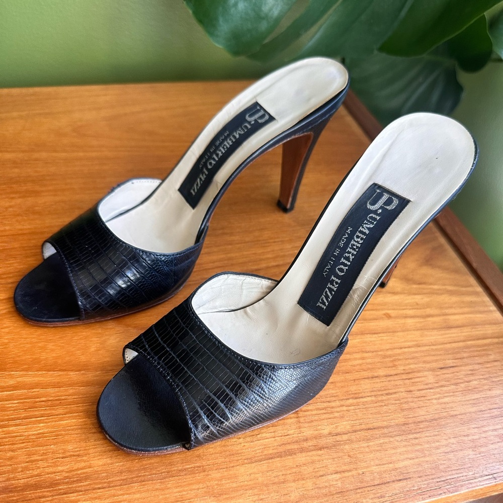 Umberto Pizzi Vintage Italian Designer Leather Open-Toe Heels